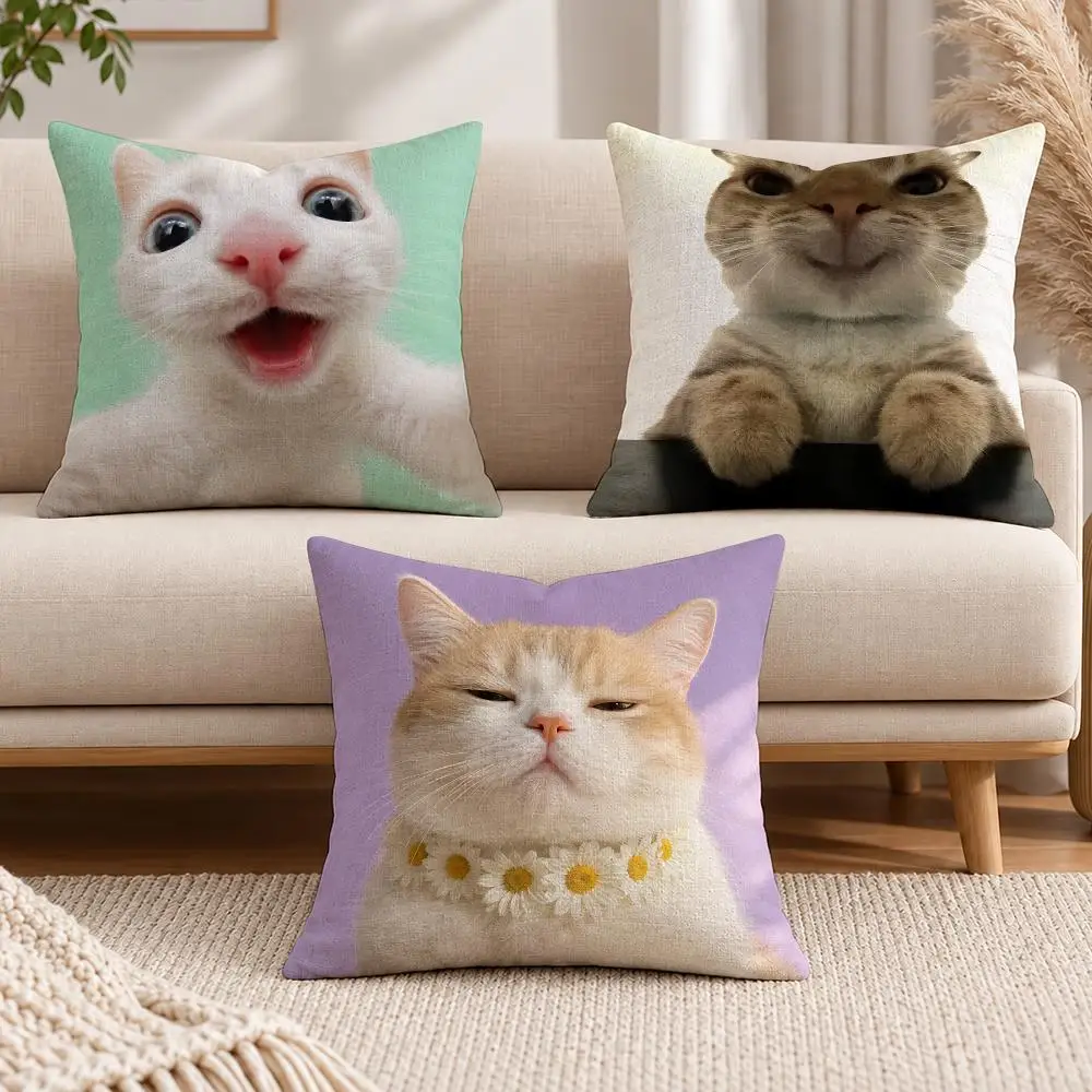 Meme Viral V-Viral Cat Meme Cushion Cover Soft Short Cover Washable Sofa Bed Dorm Garden Home Office Chair Decor