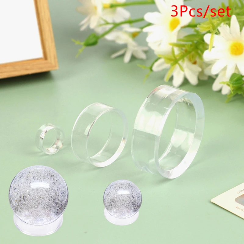 1Set Transparent Jade Display Stand Sphere Holder Crystal Ball Base Support Rack Jewelry Gemstones Storage Organizer Shelf