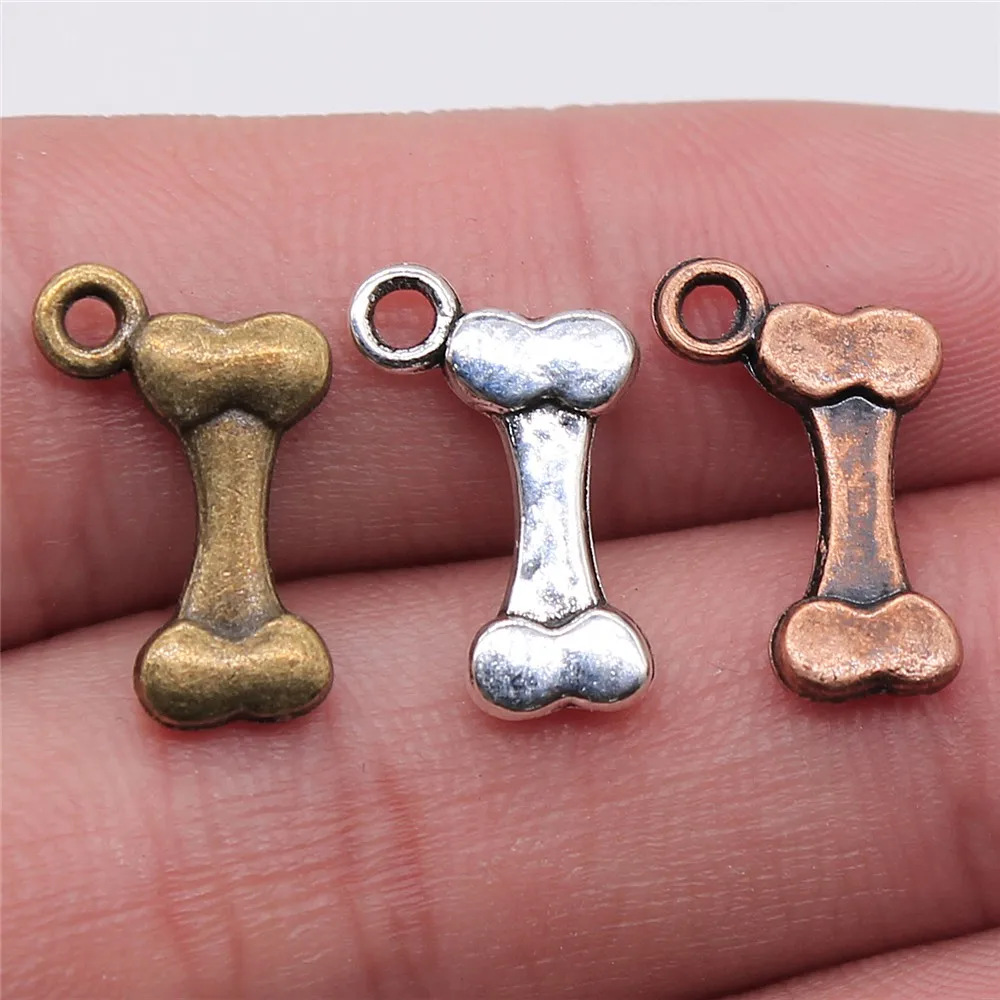 WYSIWYG 20pcs 16x10mm Pendant Bone Bone Charm Pendants For Jewelry Making Antique Silver Color Dog Bone Pendants