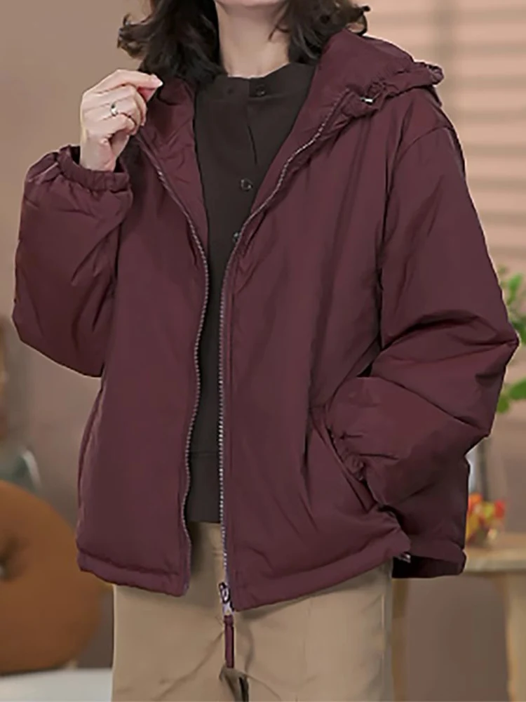 

Новинка! Женская двусторонняя утепленная зимняя куртка из хлопка с капюшоном, универсальная, в корейском стиле, с длинными рукавами.