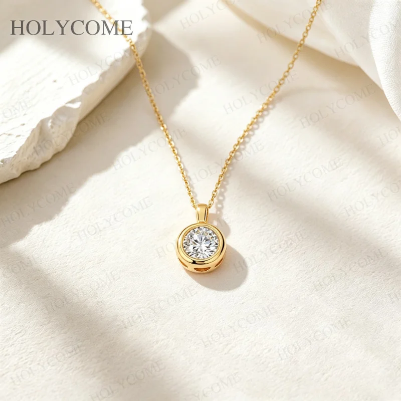 1 Karat Moissanit-Halskette für Damen, 925 Sterling Silber, runder Diamant-Anhänger, Verlobungs-, Hochzeits- und Party-Schmuck. – Detail 10