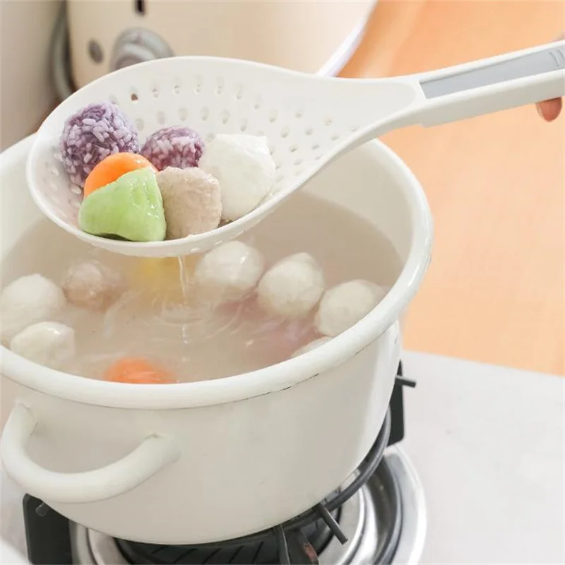 2 In1 Skimmer Strainer Soup Spoon Kitchen Long Ladle Dessert Colander Soup Filter Cooking Tools Dinnerware