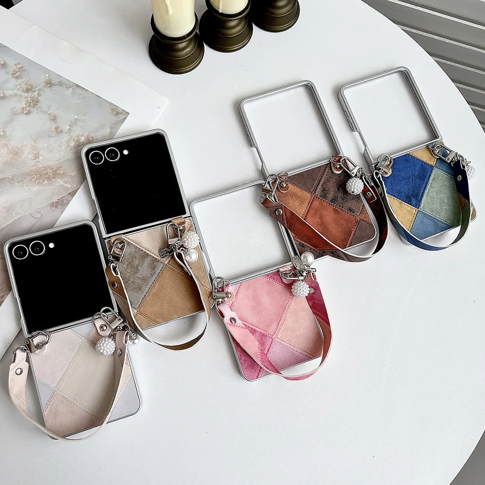 Retro Color Collision Phone Case For Samsung Galaxy Z Flip 7 6 5 4 3 ZFlip7 ZFlip6  Flip7 Flip6 Luxury Shockproof Cover Funda