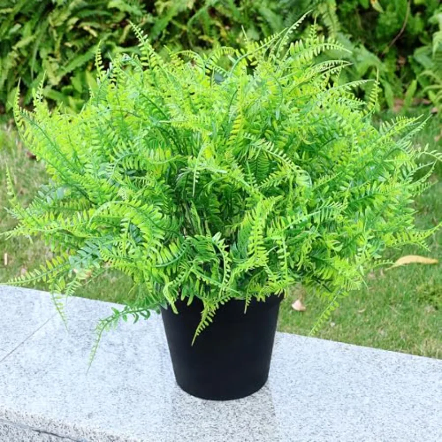 

Набор из 2 больших искусственных папоротников в горшках для декора улицы, дома, офиса, патио, веранд, дворов, устойчивых к УФ-излучению, реалистичных, зеленых растений