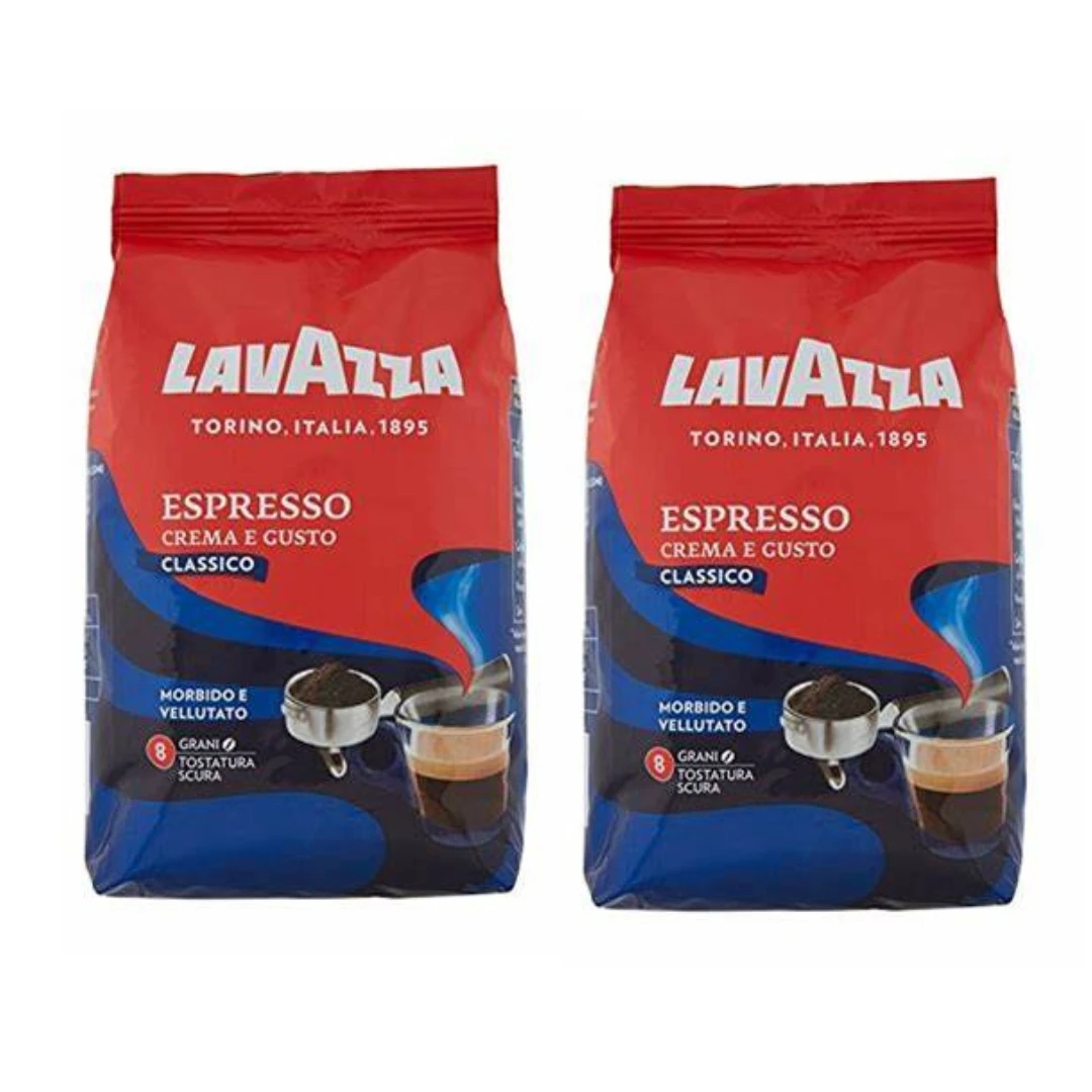 طقم قهوة كريما إي غوستو كلاسيكو بين 2 × 1 كجم - لافاتزا