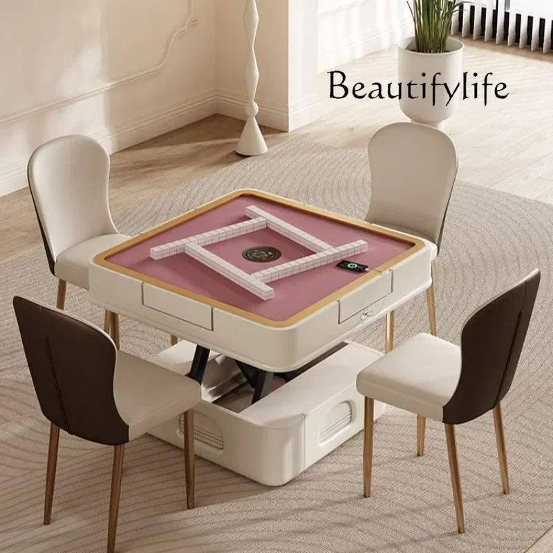 Pink Mahjong Table Coffee Table Automatic All-in-One Machine Dual-Use Living Room Home Multi-Function Lifting