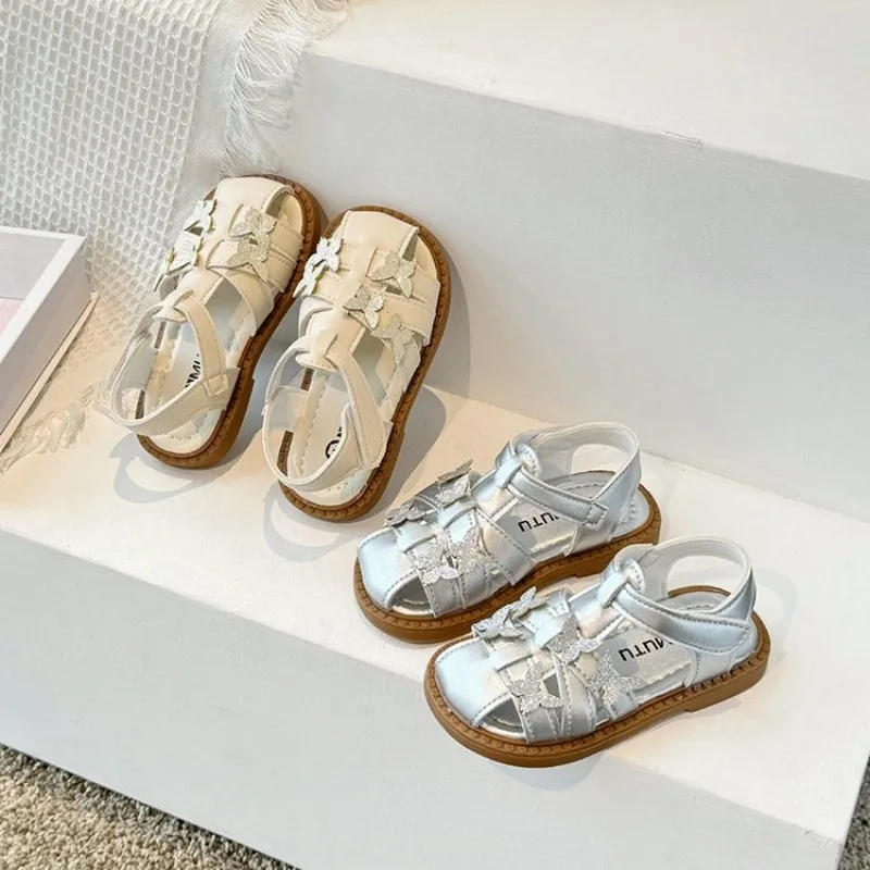 

Fashion girls' anti-slip sandals - 2026 summer new style girl's princess party dress shoes, beach shoes with butterfly design