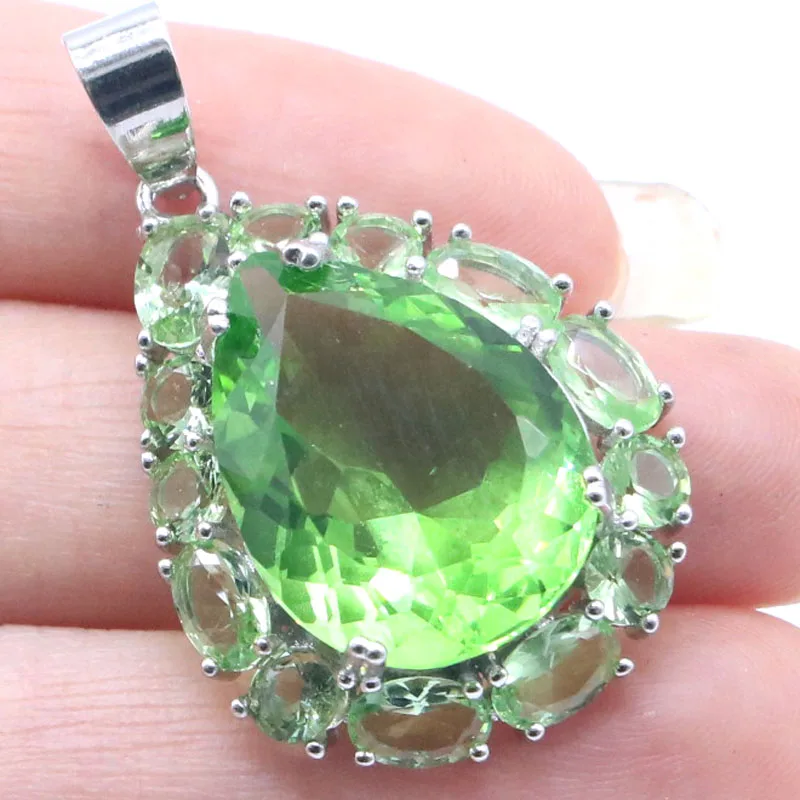 6.3g Customized 925 SOLID STERLING SILVER PENDANT Colorful Rhodolite Garnet Peridot Kunzite Morganite Tsavorite Garnet Aquamarin