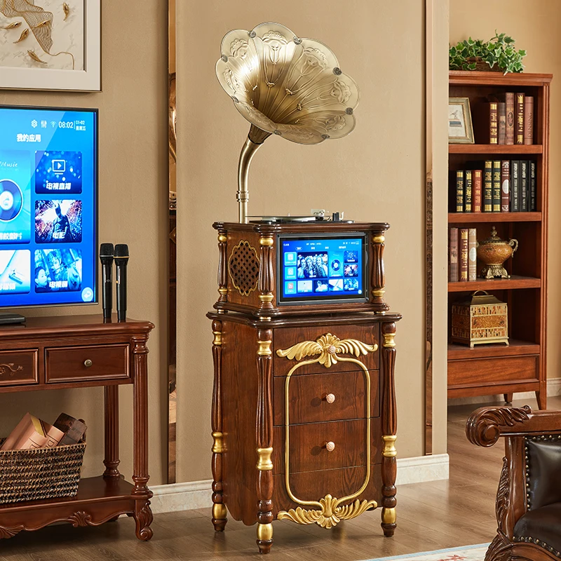 

Vinyl phonograph solid wood record player retro old-fashioned big speaker bluetooth speaker