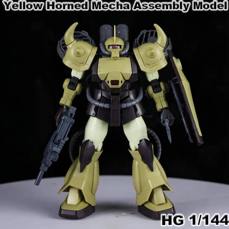 Nouveau Kit de Modélisme HG 1/144 Mecha à Cornes Jaune Désertique, Figurine d'Action à Assembler, Objets de Collection, Décoration de Bureau, Cadeau Exquis
