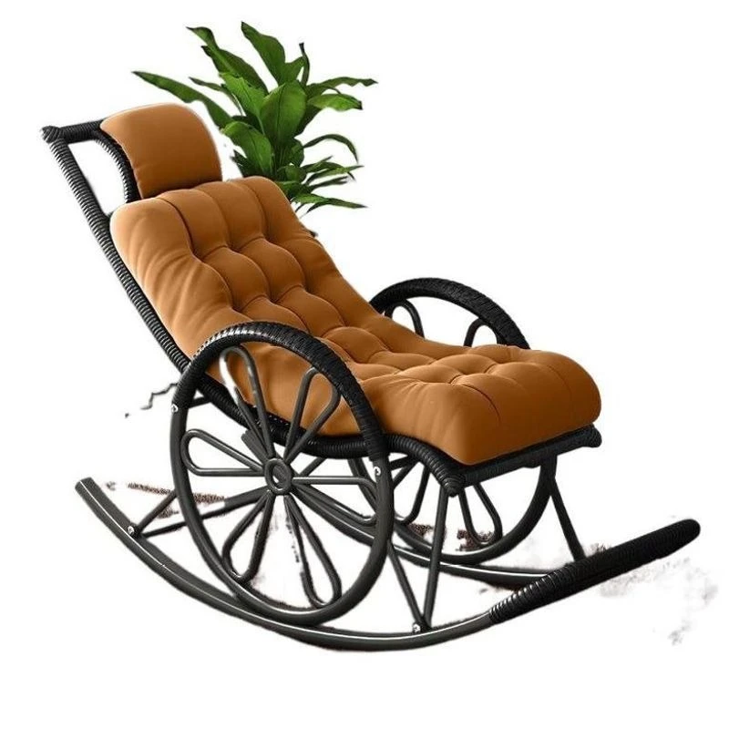 

Rocking rattan chair adult nap recliner living room balcony lazy chair happy