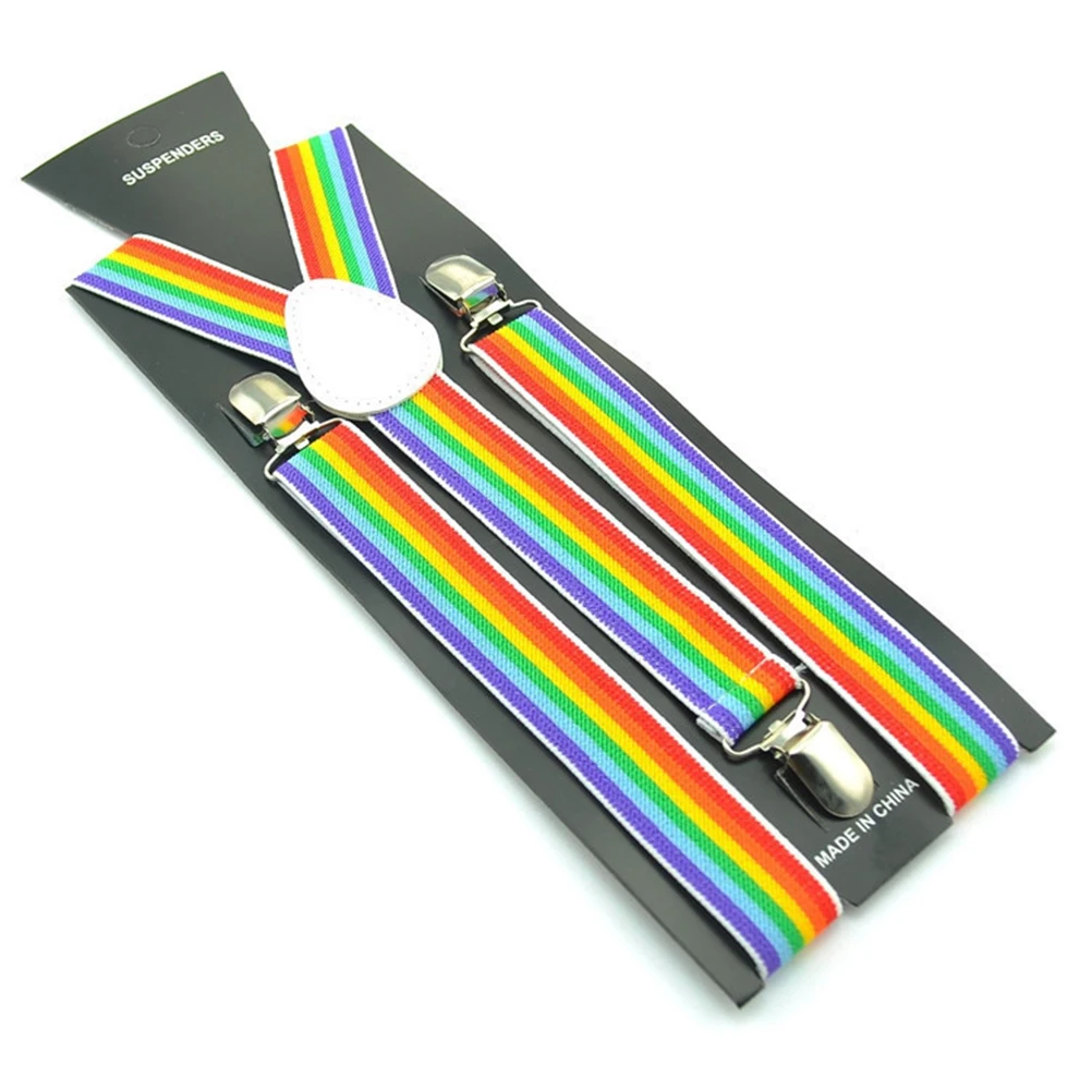 

Rainbow Suspenders Elastic Straps Unisex Adjustable Clip Mens Comfortable Daily Wear Fashion Accessories