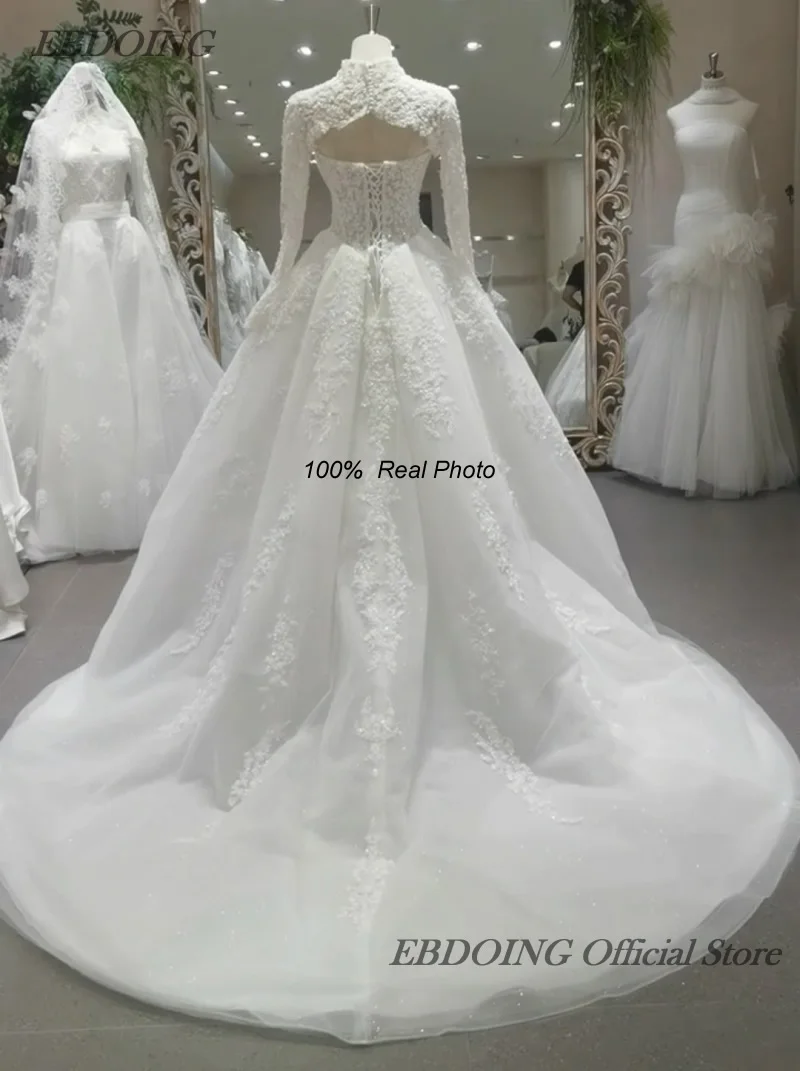 EBDOING Customized Wedding Dress A-Line  Lace Sweetheart Neckline With Detachable Jacket Customized Bride Gowns