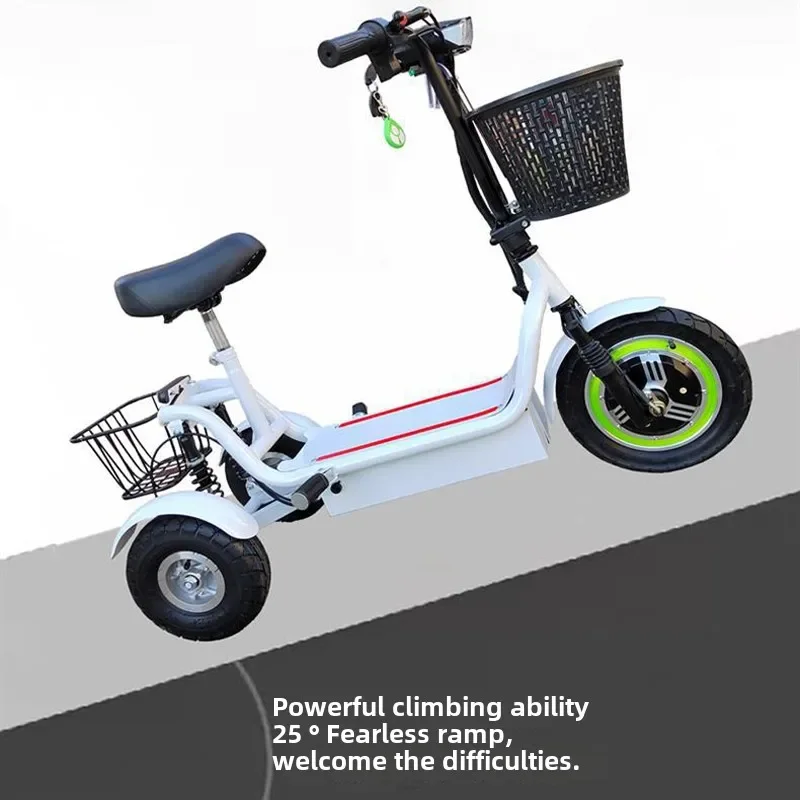 New electric tricycle 12 inch 48V mileage 50-60KM adult light scooter folding mini battery car