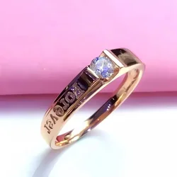 New in Plated 14K Rose Gold Glossy Ring 585 Rose Gold Crystal Rings for Women Minimalist Couple Engagement Jewelry Gift
