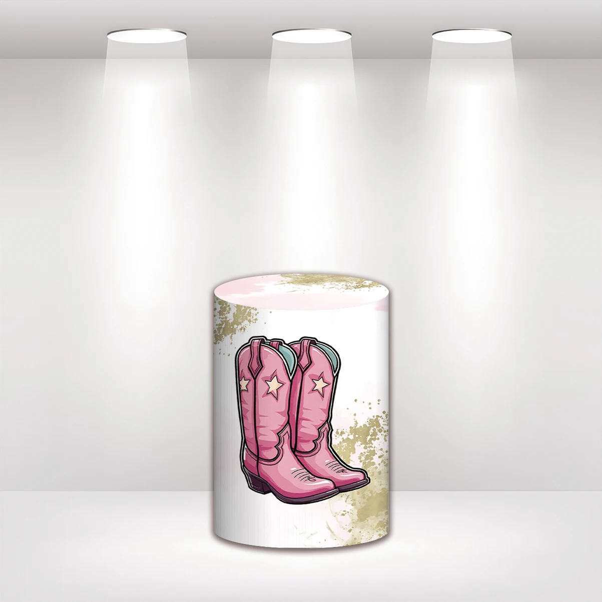 Mehofond Custom Cylinder Cover Backdrop Wild West Cowgirl Birthday Party Plinth Cake Dessert Pedestal Background Decor Elastic