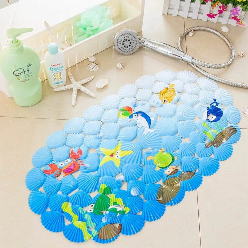 38x68cm Cute Cartoon PVC Bath Mat Anti-Slip Shower Bathtub Mats With Sucker Soft Massage Pad Kid\'s Elder Bathroom Carpet Rug