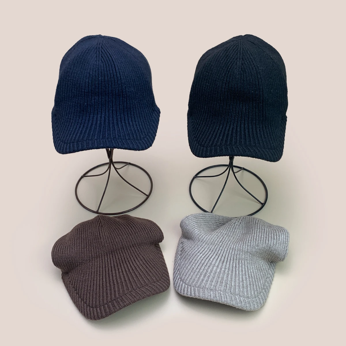 

Design Retro Solid Stripes Wool Knitted Hats New Men Women Warm Simple Fashion Casual Outdoor Versatile Street ins Baseball Caps