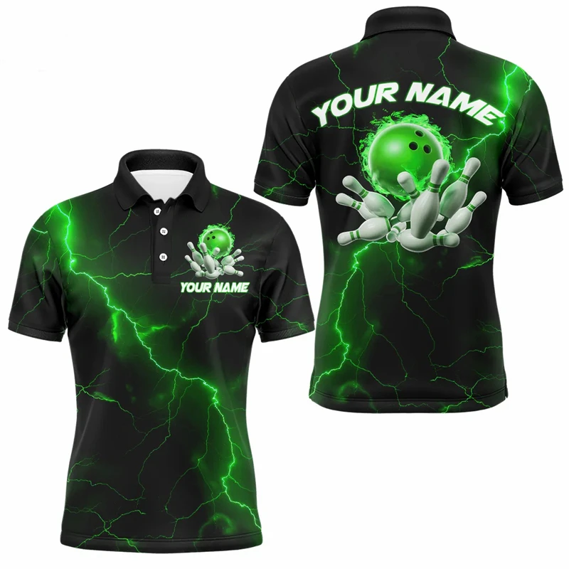 3D Free Custom Black And Blue Flame Scorpio Zodiac Bowling Man Polo Shirts Women Bowling Team Jerseys Gift For Bowling Lovers