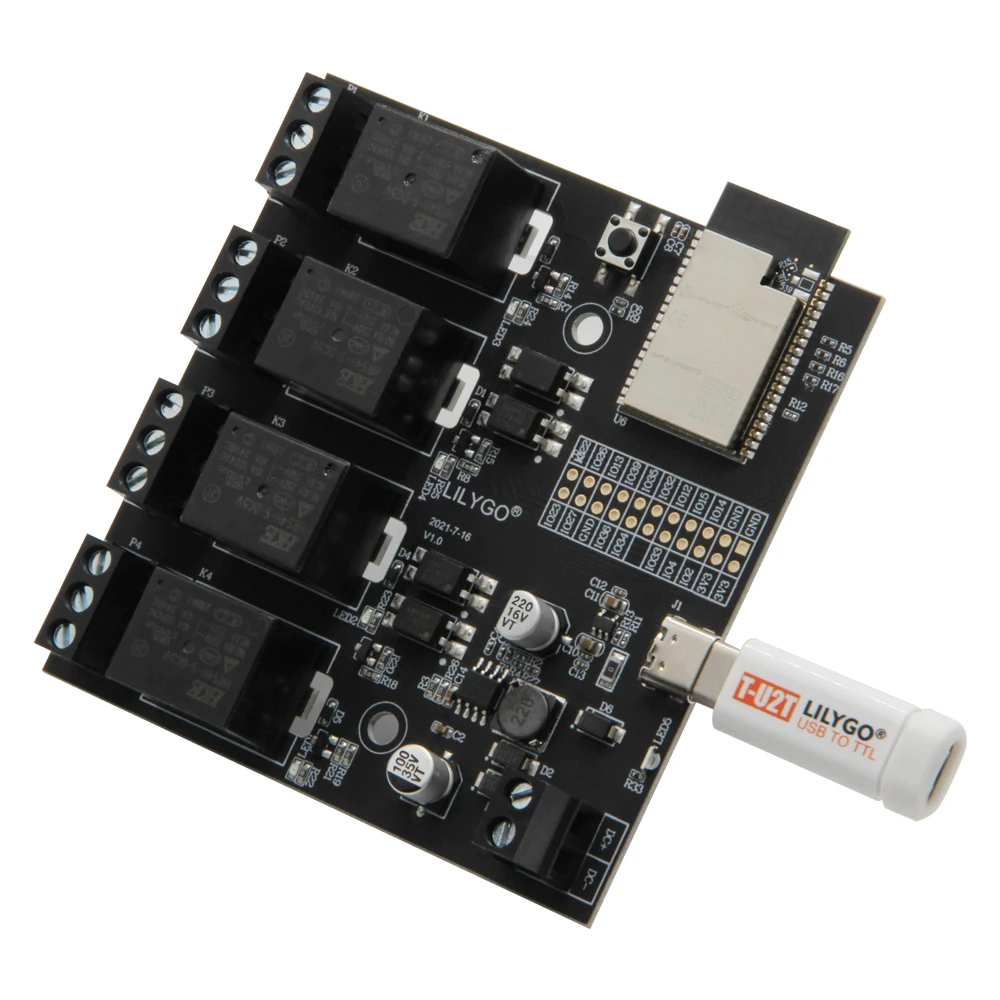 LILYGO T-Relay ESP32 4-Channel 5V DC IoT Relay Module - WiFi Bluetooth Supported