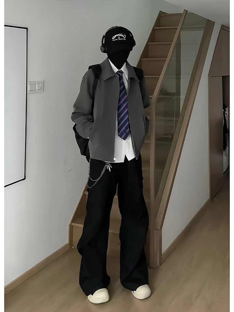 

Cleanfit ey Padded oulder ort Men's Jaet Adstrative Sle American Collar Baseball Vest Spring Autumn Wear