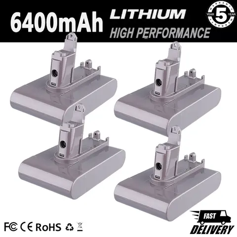 1/2/4 Stück 6,4 Ah DC31B Ersatz für Dyson 22,2 V Batterie Pin Typ B DC34 DC35 DC44 DC45 kompatibel mit Handstaubsauger