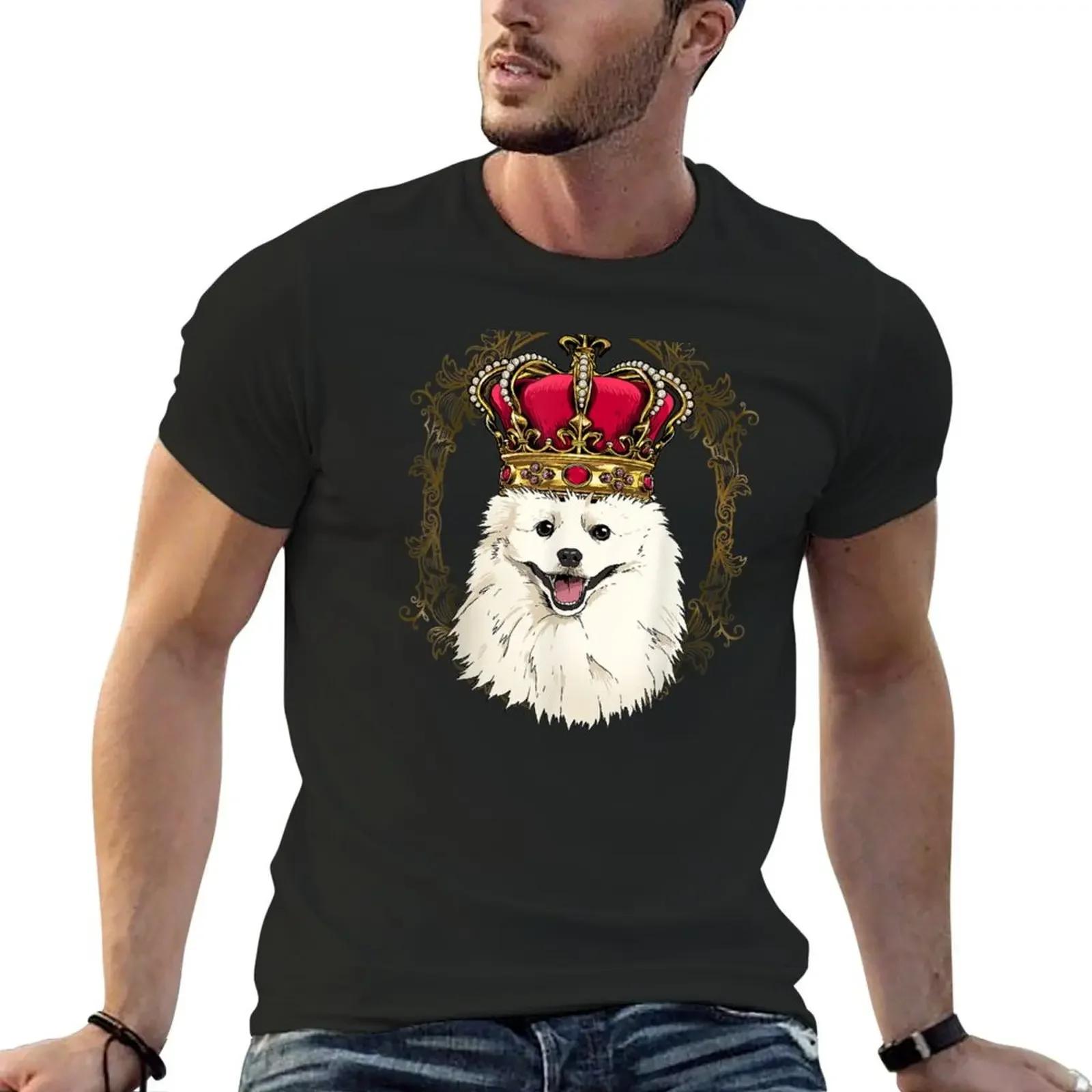 King American Eskimo Crown - Queen American Eskimo Dog T-Shirt vintage clothes Short sleeve tee designer shirts shirts men