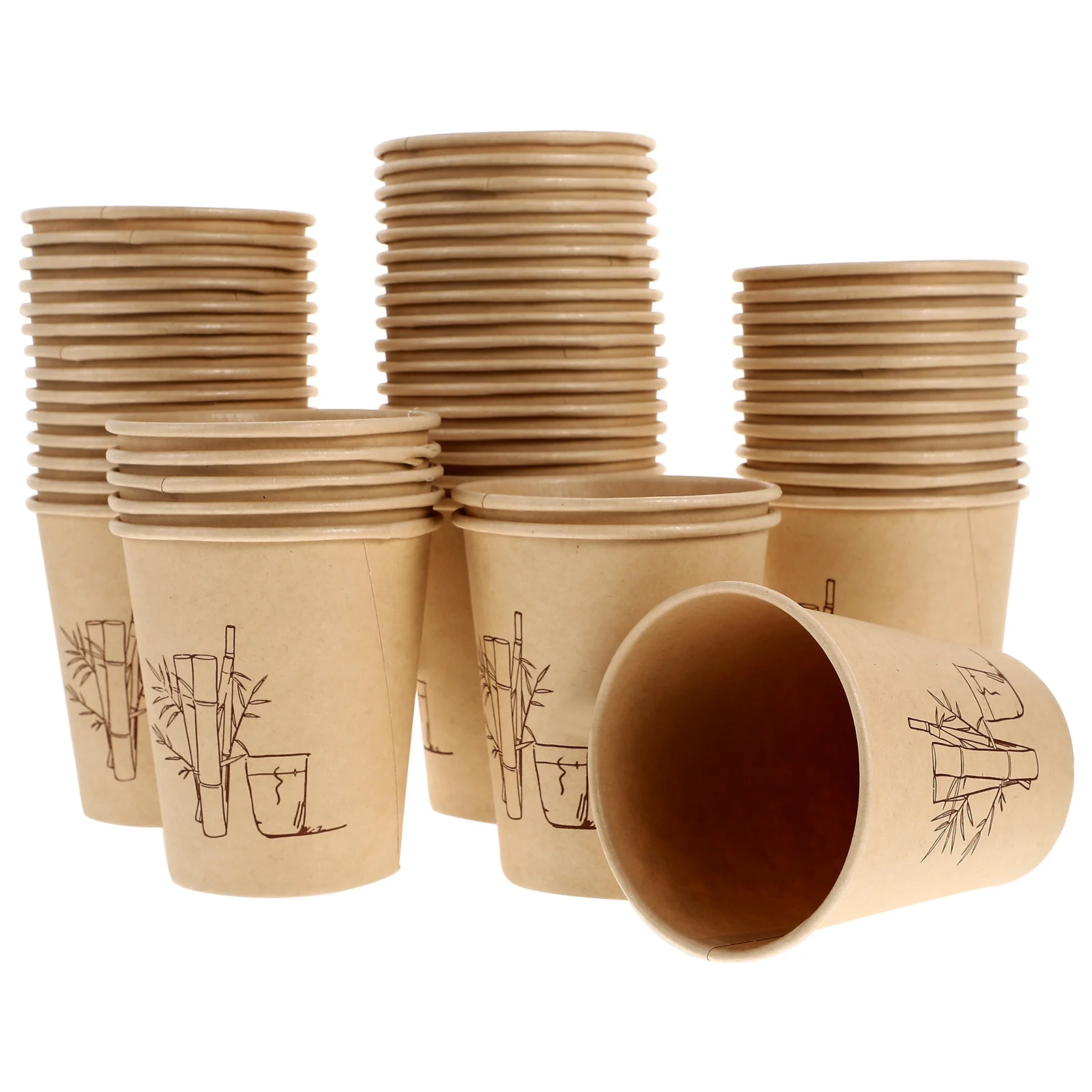 

150pcs Bamboo Fiber Paper Cups Thick Disposable Coffee Cups For Juice Milk Tea Beverage Portable Drinking Cup Party Outdoor Use
