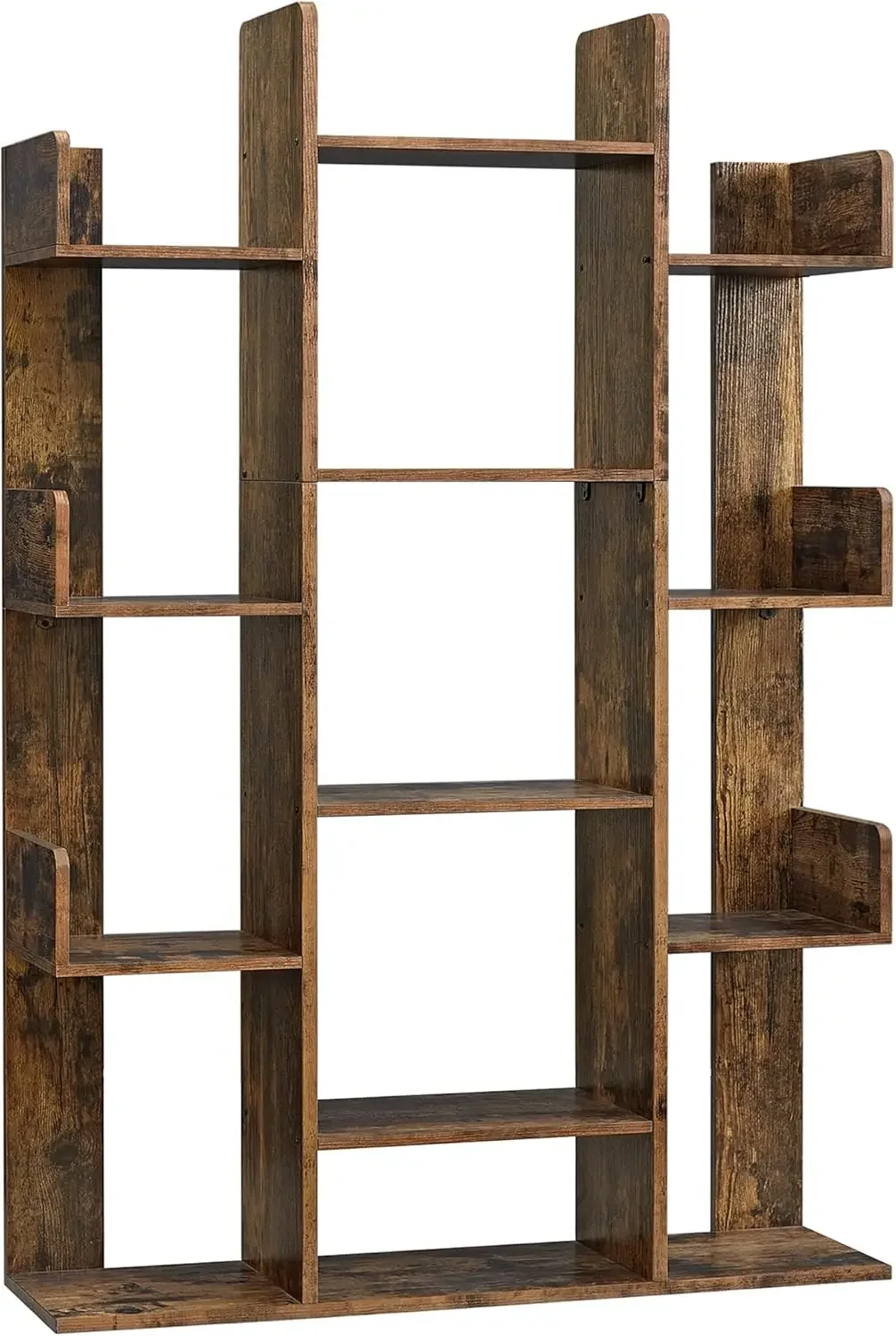 

Tree-Shaped Bookcase 13 Shelves Rustic Brown 9.8D x 33.9W x 55.1H Rounded Corners108