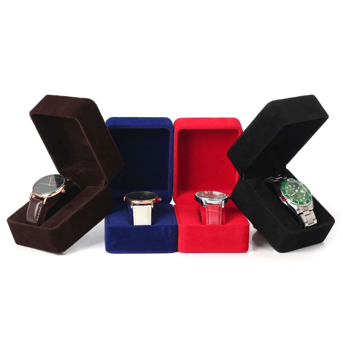 Flannelette Watch Packaging Box Case Display Holder Black Bracelet Jewelry Storage Organizer For Woman Man Gift Wholesale image 2