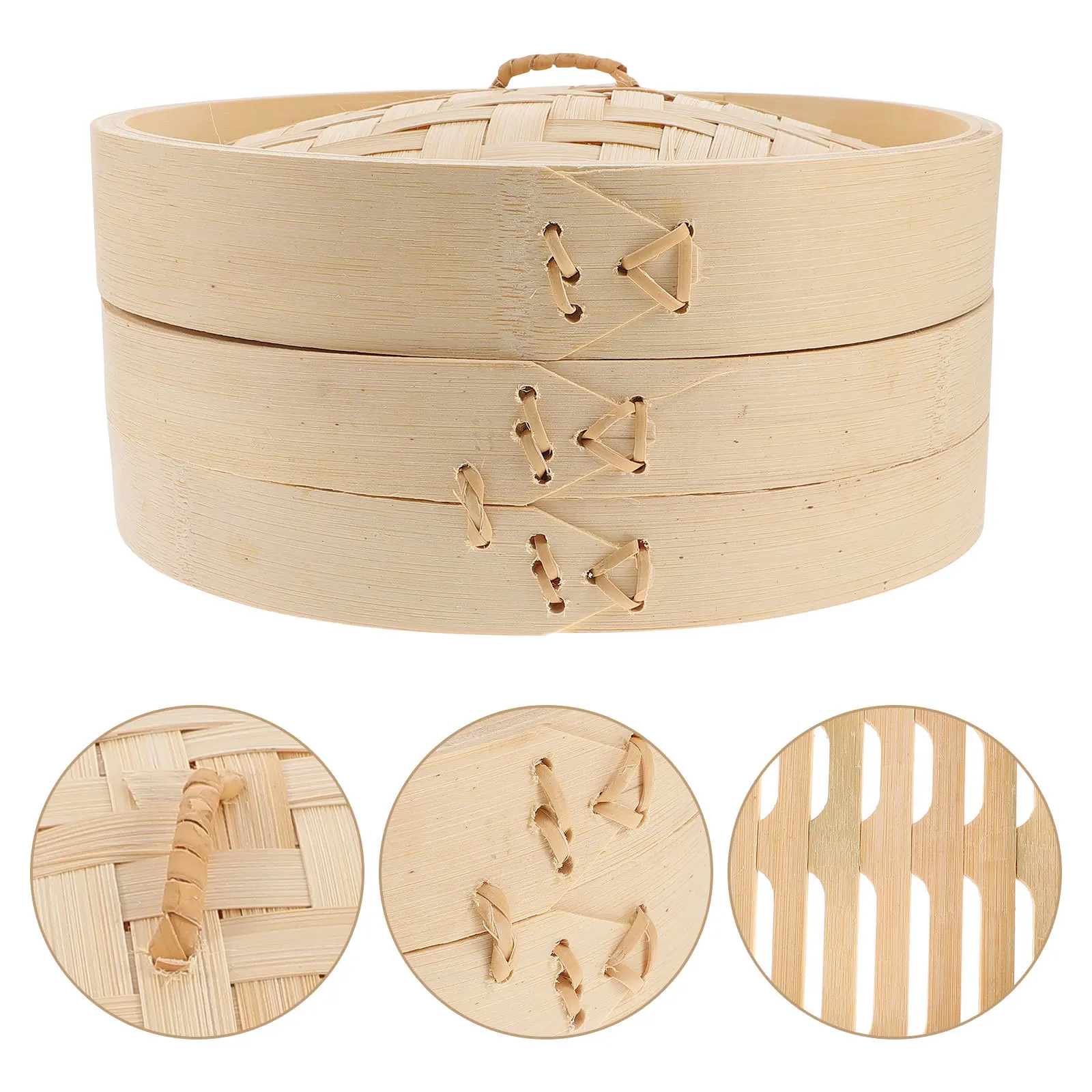 

1 set 1 Set Bamboo Basket With Lid For Dumplings Buns Fish Rice Kitchen Tool Reusable Steamer Basket Covered Bamboo Steamer