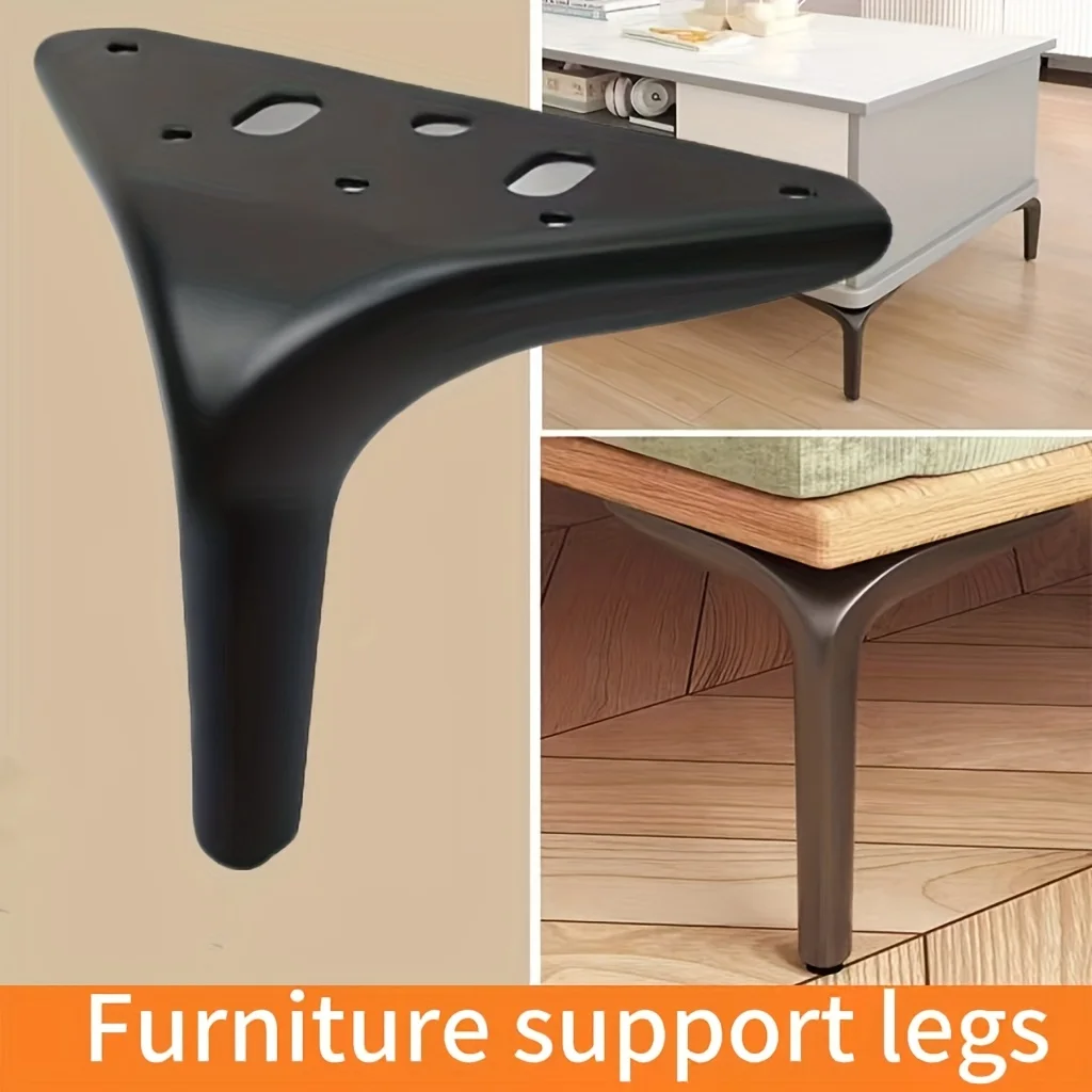 ขาโต๊ะสามเหลี่ยมโลหะทรงกลมขนาด 12 ซม. - ผิวขัดเงา ใช้แทนขาเฟอร์นิเจอร์สำหรับตู้เสื้อผ้า ตู้เก็บของ และตู้