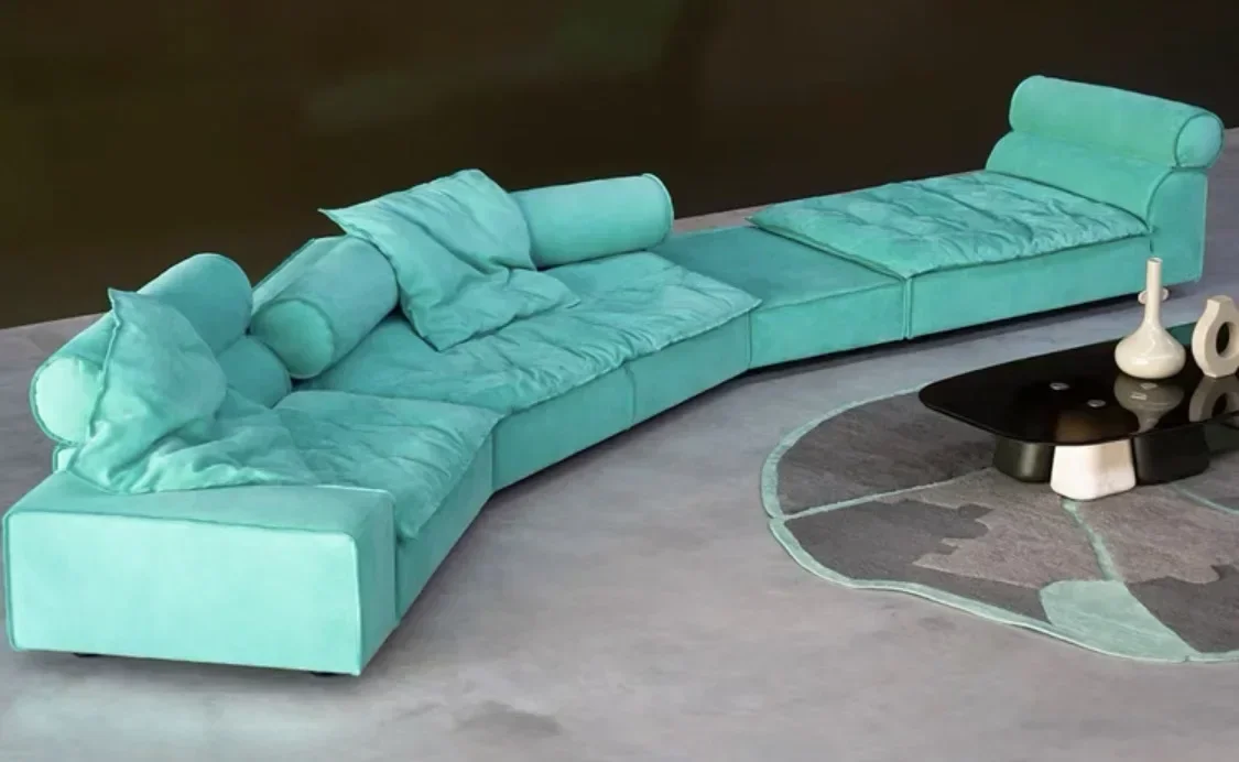 اسم كبير أريكة من القماش البلوري تكنولوجيا القماش الإيطالي الخفيف غرفة المعيشة الفاخرة مصمم أريكة صغيرة مسطحة صف مستقيم للبيع