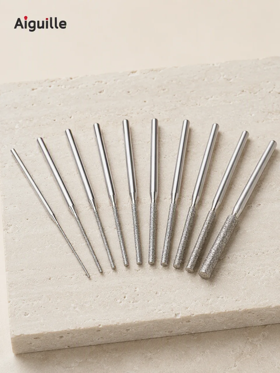 Aiguille 20pcs Cylindrical Straight Diamond Grinding Heads 150# 3mm Shank for Jade Repair and Fine Polishing