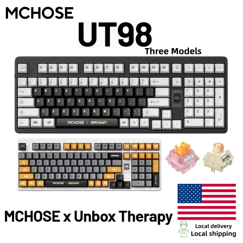 

MCHOSE x Unbox Therapy - Игровая механическая клавиатура UT98, беспроводная, бесшумная, для офиса, с RGB-подсветкой, настраиваемая, тихая клавиатура