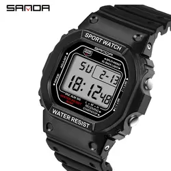 Sanda-reloj deportivo para hombre y mujer, cronógrafo electrónico de cuarzo analógico, resistente al agua, con vibración militar, a la moda