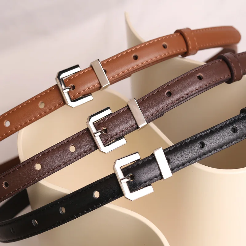 

Luxury Belt Women's Fashion Versatile Leather Jeans Decorative Belt Ins Style Black Belt Simple Korean Trend