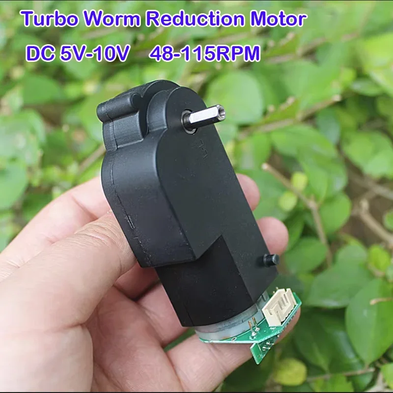 86mm Turbo Worm Reduction Gear Motor 5V 6V 9V 12V Slow Speed 48RPM-115RPM Mini Motor with Photoelectric Encoder No Load 96RPM