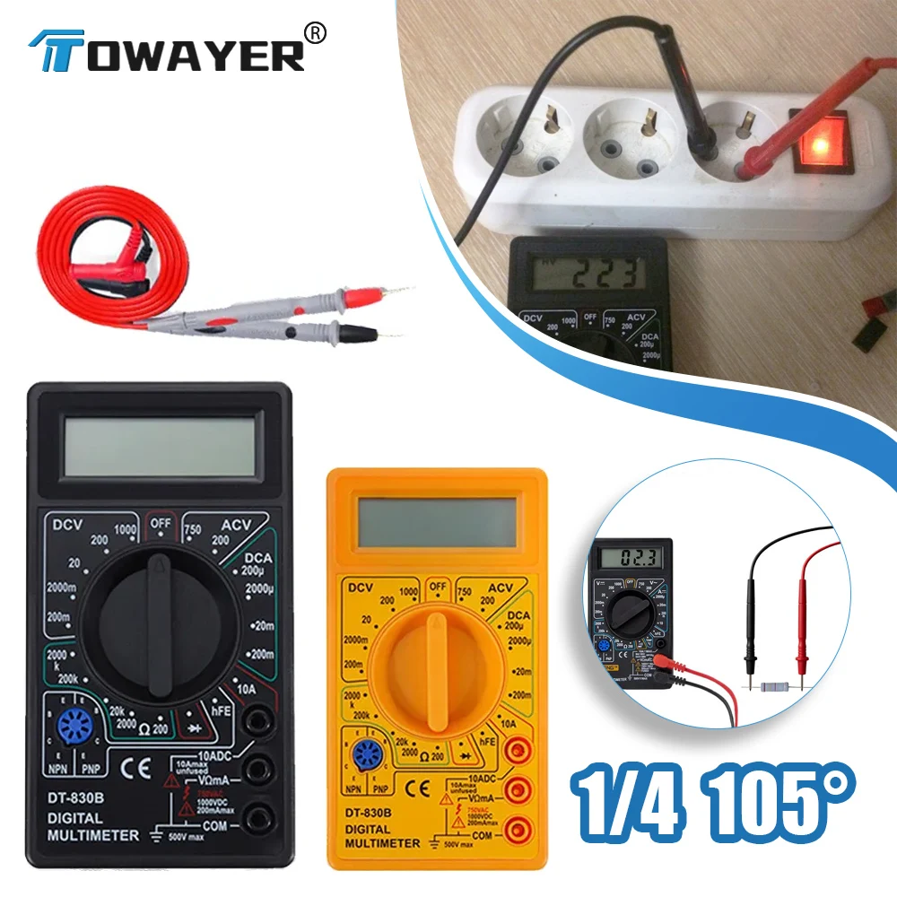 

Towayer LCD Digital Multimeter AC/DC 750/1000V Digital Mini Handheld-Multimeter Probe For Voltmeter Ammeter Ohm Tester Meter