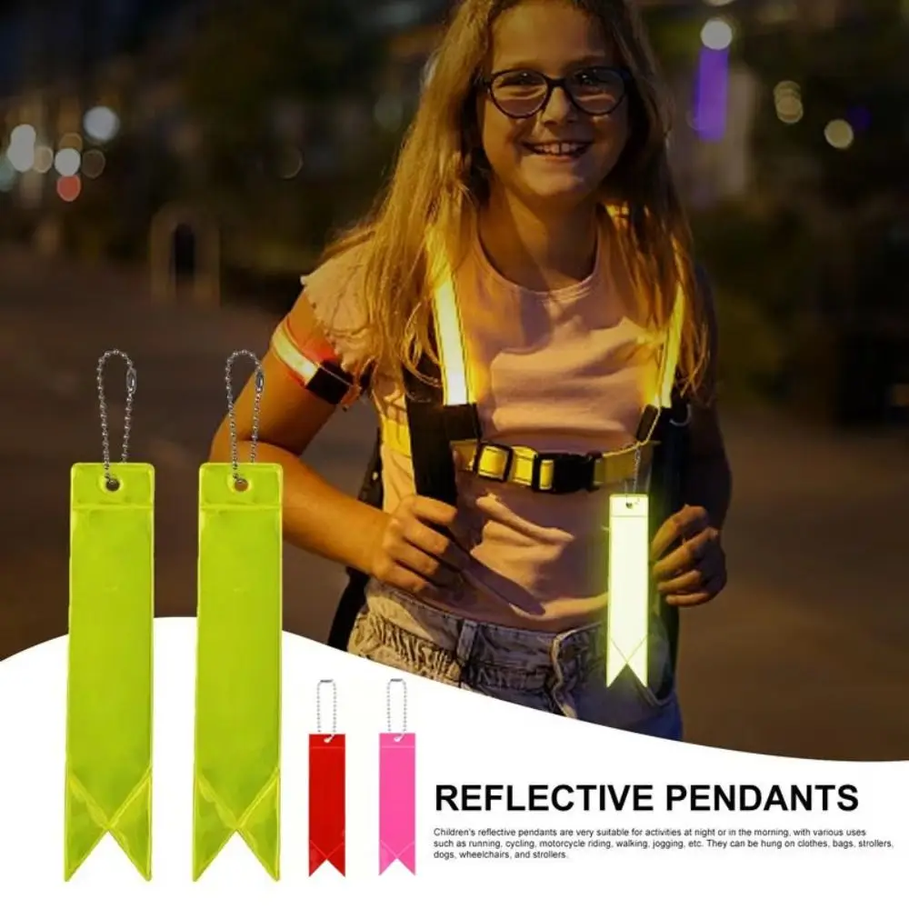 10Pcs Double-Sided Backpack Reflector PVC Safety Child Reflective Pendants High Brightness High Visibility Children's Reflector