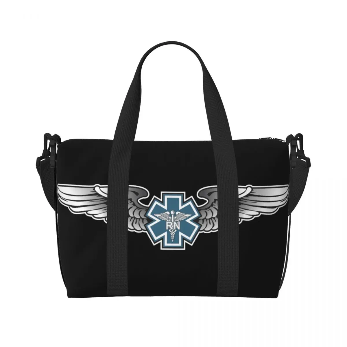 Sacola de compras personalizada com logotipo estrela da vida, sacola de compras feminina com emblema de grande capacidade EMT praia academia bolsas de viagem