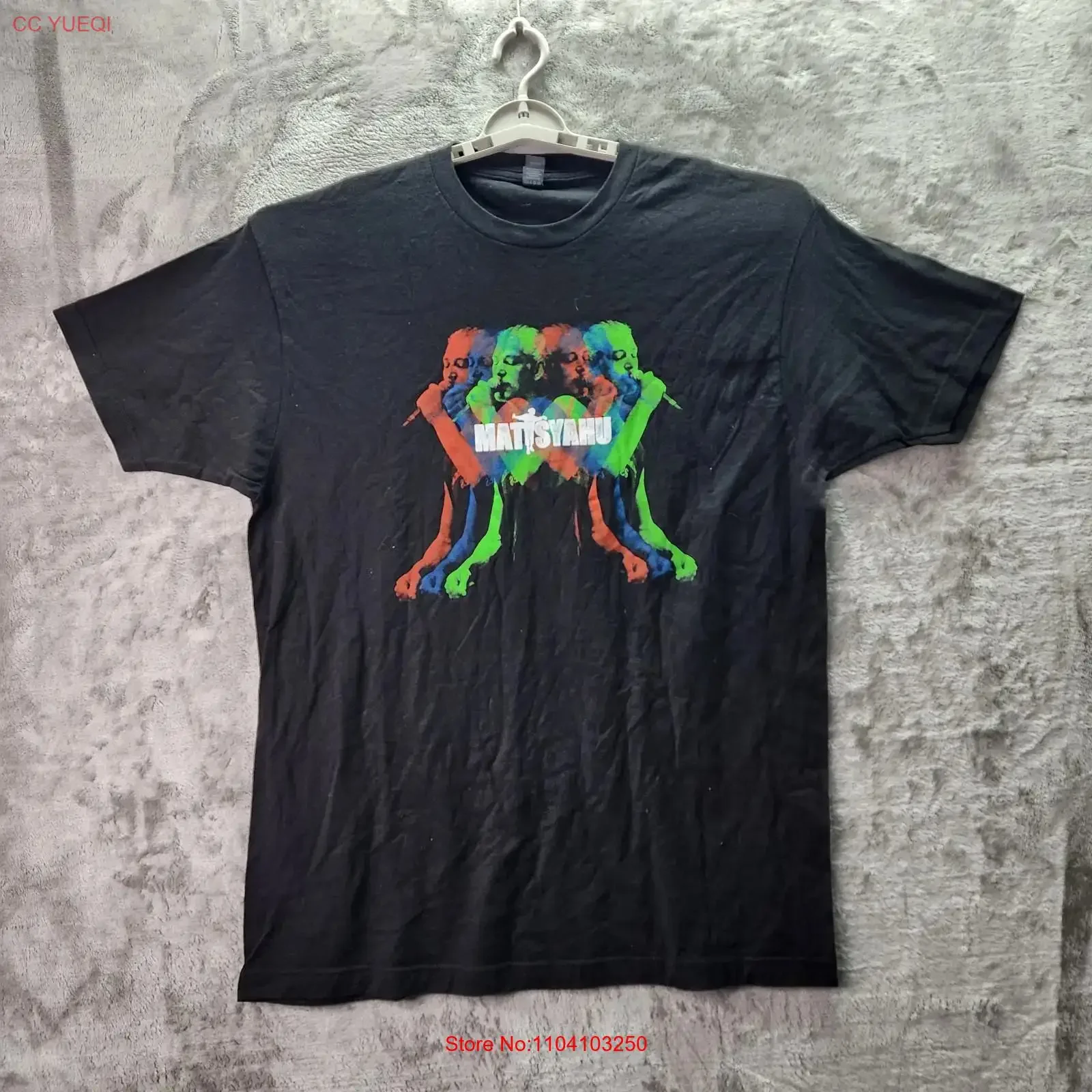 Camiseta de concierto negra Matisyahu para hombre, talla XL, con estampado colorido de cantante, de algodón Tultex, estilo vintage lavado, para uso diario, ligeramente masculina