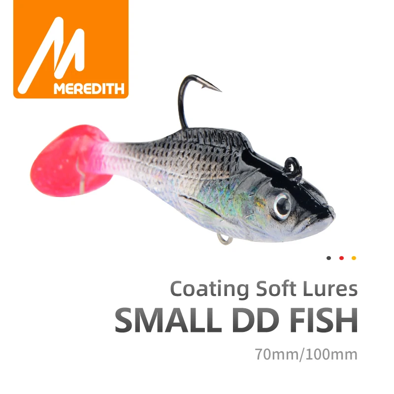 MEREDITH Small DD Fish 70mm 100mm Built-in counterweight  T Tail Soft Fishing Lures Single Hook Artificial Wobblers Bait