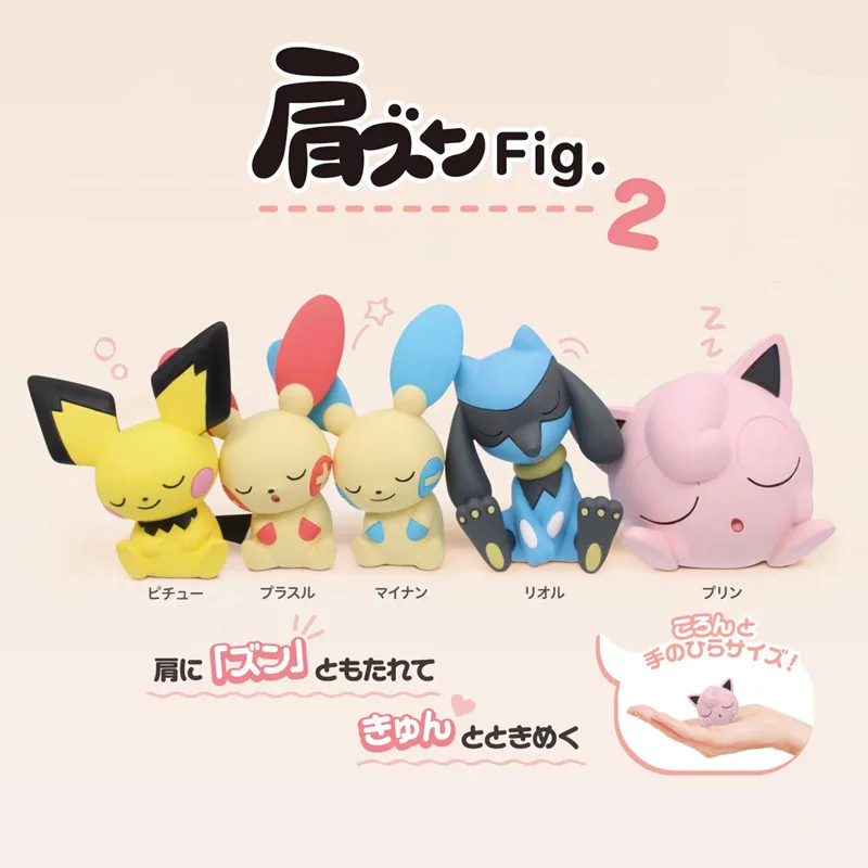 Pokemon Pikachu Gashapon Anime Figurine Cute Head Tilting Gengar Rowlet Kawaii Action Figure Model Capsule Toys Gift