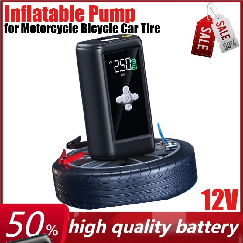 

12V 6400mAh Car Jump Starter Intelligent Digital Display Multifunction Accurate Detection Preset Tire Pressure Power Bank
