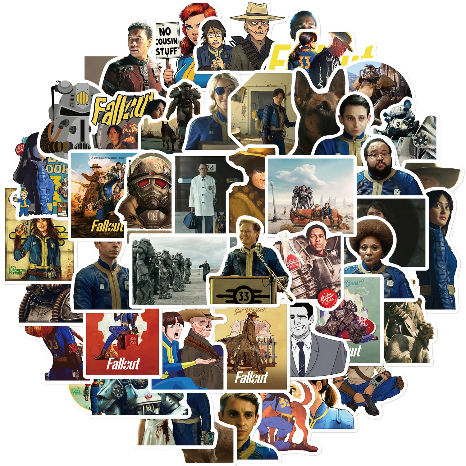 50Pcs Fallout Merchandise Stickers, Cute Cartoon Fallout Game Merch Vinyl Waterproof Decal for Laptop Bumper Skateboard