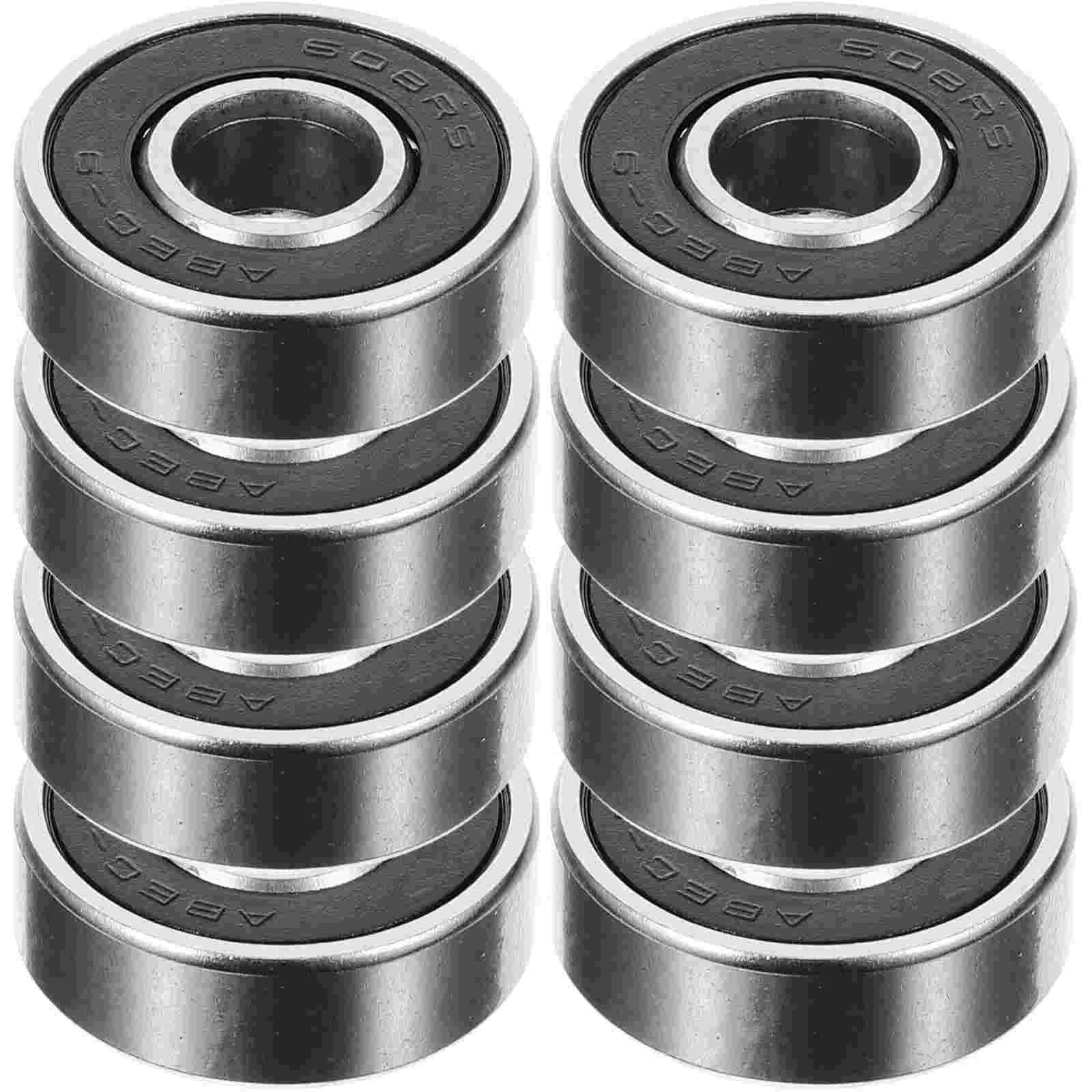 

8 Pcs Skateboard Bearing 608rs Rubber Cover Carbon Steel 8pcs Double Rocker Fish Long Surfboard Universal (black) Bearings