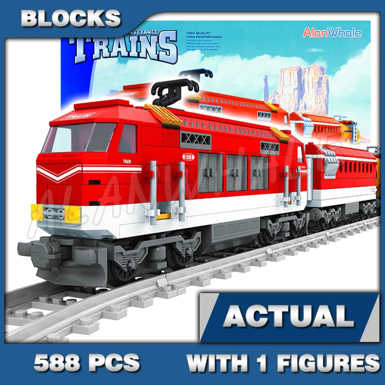 666pcs City Trains Steam Locomotive Green Passengers Carriage Emerald Express 25807 Building Blocks Sets Compatible With Model