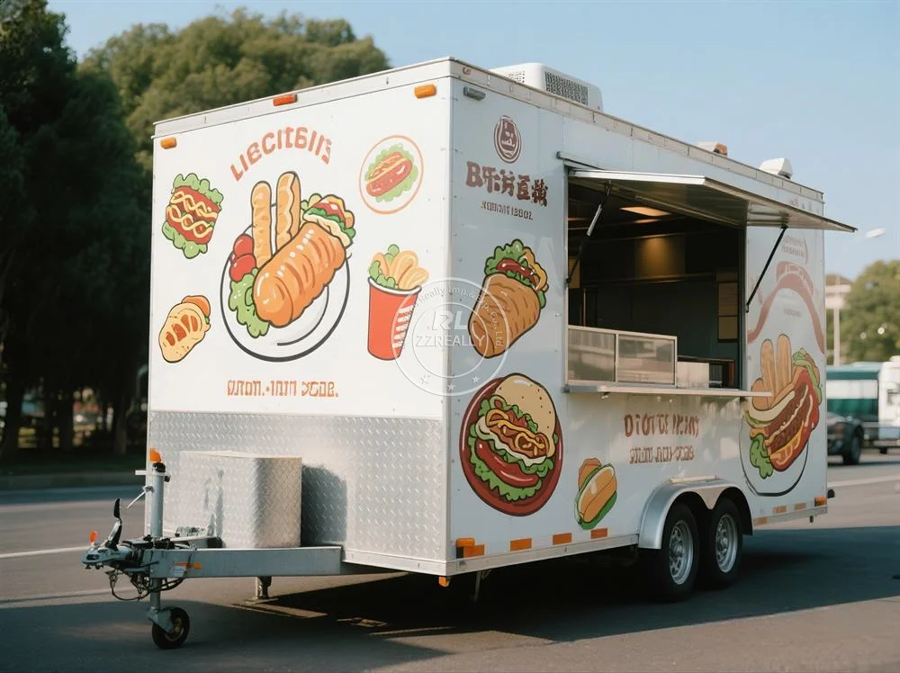 

Street US Standard Mobile Pizza Taco Trailer Hot Dog Cart Concession Food Trailer Catering Fast Food Truck With Full Kitchen