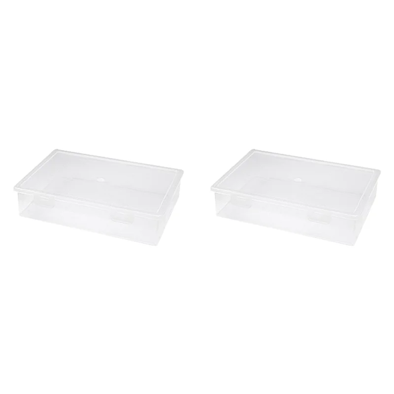 3X Plastic File Organizer Transparent Square Storage Box A4 Storage Box File Storage Box L